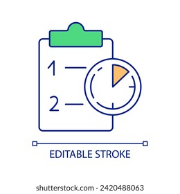 Time management RGB color icon. Work schedule. To do list. Job tasks planning. Setting deadline. Isolated vector illustration. Simple filled line drawing. Editable stroke. Arial font used