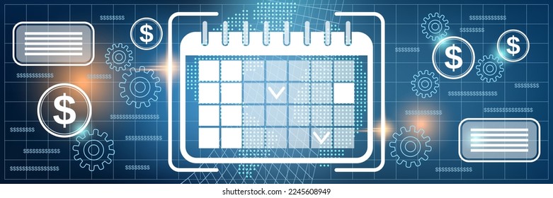 Time management, schedule, deadline, business planning vector concept illustration. Web banner, header design template