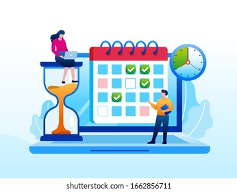 Time management schedule timeline target illustration flat vector template 