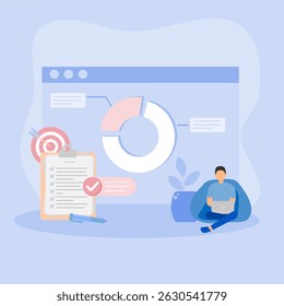 Time management. Scheduling and planning tasks and appointments, organization management. Illustrations in Flat style.