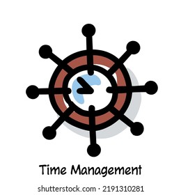 Zeitmanagement-Skript, Sketchnotierung visuelle Notiz Symbol. Minimale Vektorgrafik. Bearbeitbare Umrisse, Farbe, Schatten. Symbol für Infografiken leicht von Hand neu zeichnen