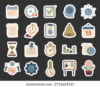 Time management set in scandinavian style designed to support organizing daily schedules through calendars reminders timers checklists documents planning tools projects