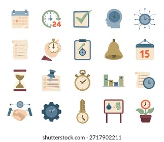 Gestión del tiempo en estilo escandinavo diseñado para la Asistencia de la organización de los horarios diarios a través de calendarios recordatorios temporizadores listas de comprobación documentos herramientas de planificación proyectos
