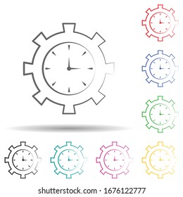 Time management settings multi color set icon. Simple thin line, outline vector of business and management icons for ui and ux, website or mobile application