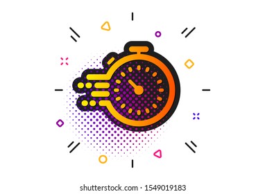 Time management sign. Halftone circles pattern. Timer icon. Stopwatch symbol. Classic flat timer icon. Vector