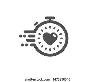 Time management sign. Timer icon. Stopwatch with heart symbol. Classic flat style. Simple timer icon. Vector