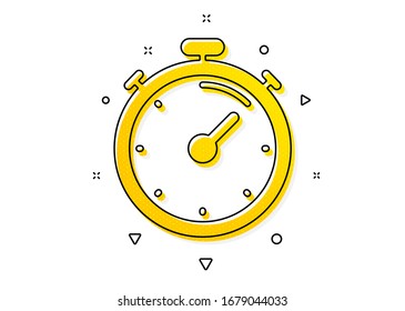 Time management sign. Timer icon. Stopwatch symbol. Yellow circles pattern. Classic timer icon. Geometric elements. Vector