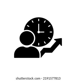 Time Management Silhouette Icon. Efficiency Productivity Clock Control Black Pictogram. Optimization Process Business Work Project Time Schedule Icon. Isolated Vector Illustration.