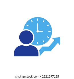 Time Management Silhouette Icon. Efficiency Productivity Clock Control Color Pictogram. Optimization Process Business Work Project Time Schedule Icon. Isolated Vector Illustration.