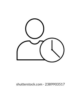Time Management Silhouette and Line Icon. Efficiency Productivity Clock Control Pictogram. Optimization Process Business Work Project Time Schedule Icon. Editable Stroke. Isolated Vector