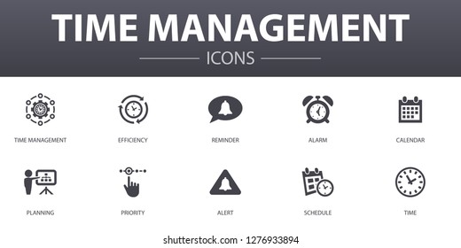 Time Management simple concept icons set. Contains such icons as efficiency, reminder, calendar, planning and more, can be used for web, logo, UI/UX