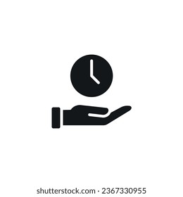 Icono de glifo simple de administración de tiempo. Ilustración negra aislada de vectores.