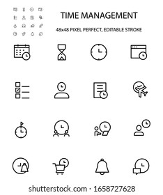 Time management simple line icon set vector illustration.Editable stroke. 48x48 Pixel Perfect.