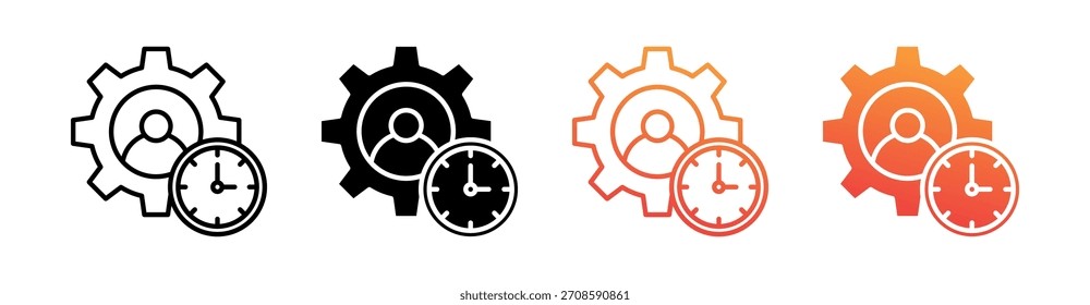 Time Management Skills Multiple Style Icon Set Vector