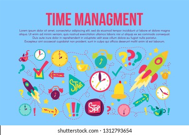 Time management stickers set set