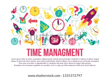 Time management stickers set set