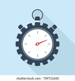 Time management. Stopwatch and gear icons