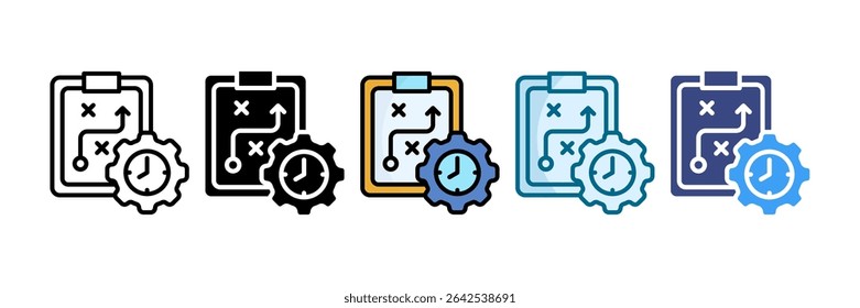 Time Management Strategy Icon Set Multiple Style Collection