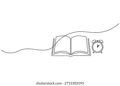Zeitmanagement für Studienlinien-Kunstsymbol mit Buch und Uhr für Bildungseffizienz