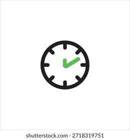 Erfolgssymbol der Zeitverwaltung mit Uhr und Häkchentaktsymbol