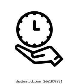 Time Management Symbol with a Clock Resting on a Palm
