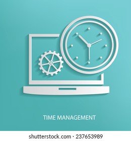 Time management symbol on blue background,clean vector