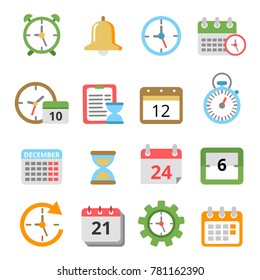 Time management symbols. Calendars, reminders, planners and other vector icons set. Calendar and planner diary, appointment and agenda management illustration