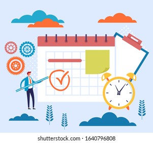 Time management task deadline concept. Vector flat cartoon graphic design illustration