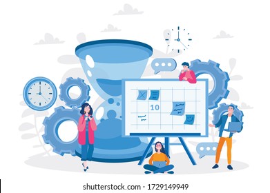 Time management, task management. Vector illustration for web banner, infographics, mobile. brainstorming. 