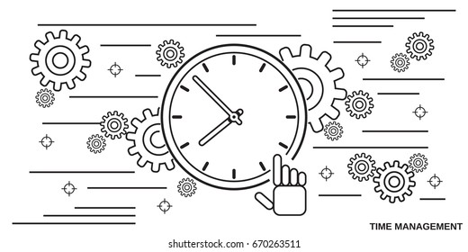 Time management thin line art style vector concept illustration