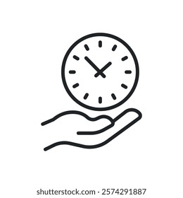 Time management thin line icons. Perfect pixel on transparent background