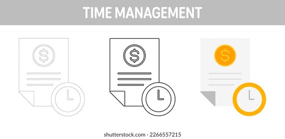 Time Management tracing and coloring worksheet for kids