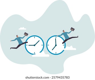 Time management or time travel to the future, time flied fast to work deadline,business concept.flat character.