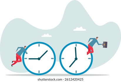 Time management or time travel to the future, time flied fast to work deadline,character for design.