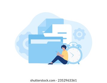 time management trending concept flat illustration
