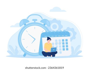 Time management trending concept flat illustration