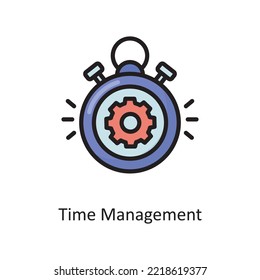 Zeitmanagement Vektorgrafik ausgefüllt Outline Icon Design Illustration. Cloud-Computing-Symbol auf weißem Hintergrund - EPS10-Datei