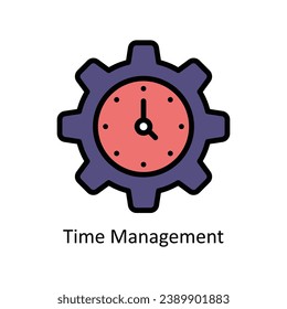 Ilustración de diseño de iconos rellenados por el vector de administración de tiempo. Símbolo de negocio y administración sobre archivo EPS 10 en fondo blanco