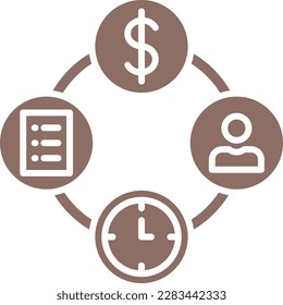 Icono vectorial de administración de tiempo. Se puede usar para imprimir, móviles y aplicaciones web.