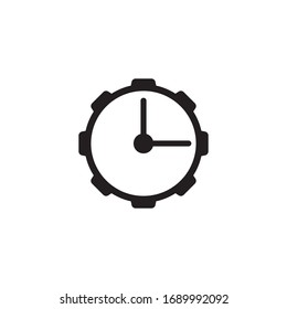Time management vector icon. Clock in gear icon.