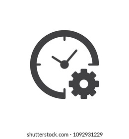 Time Management vector icon. filled flat sign for mobile concept and web design. Clock with gear simple solid icon. Symbol, logo illustration. Pixel perfect vector graphics