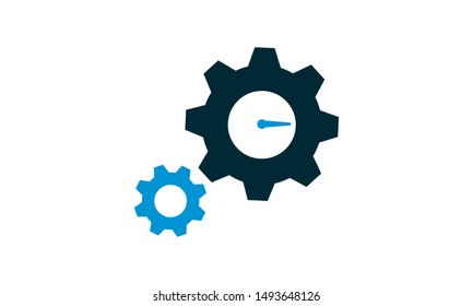 Time management vector icon . Time and gear icon. Fill vector icon