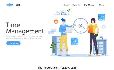 Time Management Vector Illustration Concept, Suitable for web landing page, ui, mobile app, editorial design, flyer, banner, and other related occasion