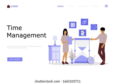 Concepto de Ilustración de vectores de administración de tiempo, adecuado para página de inicio web, ui, aplicación móvil, diseño editorial, volante, banner y otras ocasiones relacionadas