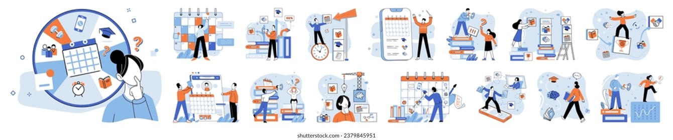 Time management. Vector illustration. Efficient time management is crucial for project completion A well defined strategy is key to achieving success in any organization Effective time management