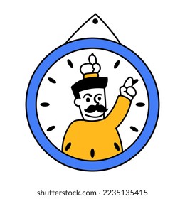 Time management. Vector illustration. Office manager controlling project deadlines. Successful business strategy and vision. Concept of business, career development, innovative business approach