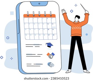 Time management. Vector illustration. Setting clear targets is crucial for effective time management The idea prioritization is central to time management Developing effective tactics and strategies