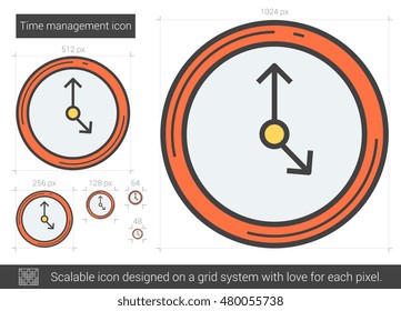 Time management vector line icon isolated on white background. Time management line icon for infographic, website or app. Scalable icon designed on a grid system.