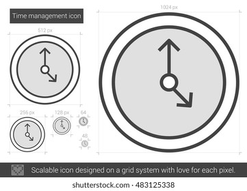 Time management vector line icon isolated on white background. Time management line icon for infographic, website or app. Scalable icon designed on a grid system.