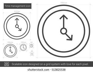 Time management vector line icon isolated on white background. Time management line icon for infographic, website or app. Scalable icon designed on a grid system.